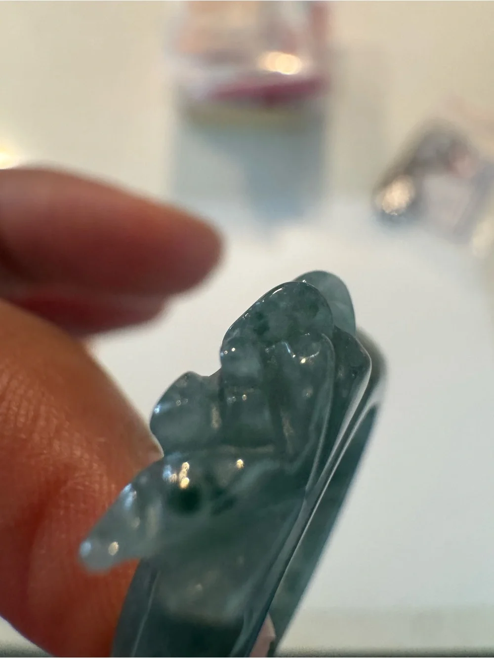 Rose Jadeite Ring - Blue-Green Jadeite